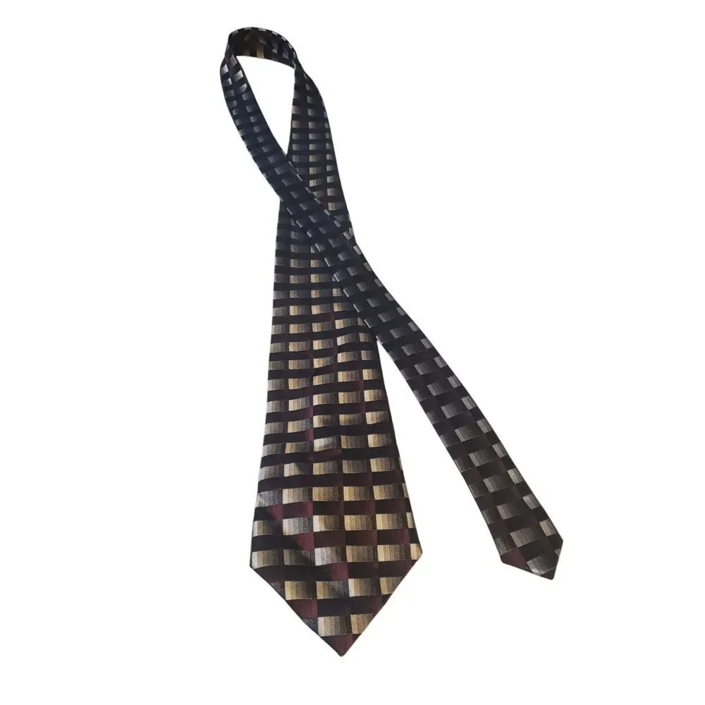 Joseph & Feiss Mens Tie Necktie Designer Luxury Black Gray Burgundy‎ Geometric